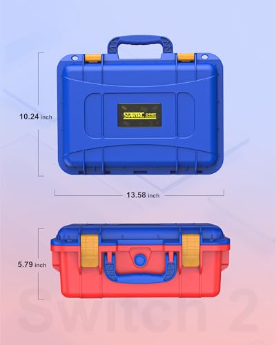 STARTRC GAMES Hard Carrying Case for Nintendo Switch 2, Professional Deluxe IP67 Waterproof, Soft Lining Hard Travel Case for Nintendo Switch 2 Console Pro Controller & Accessories (Red & Blue) - color: Red and Blue