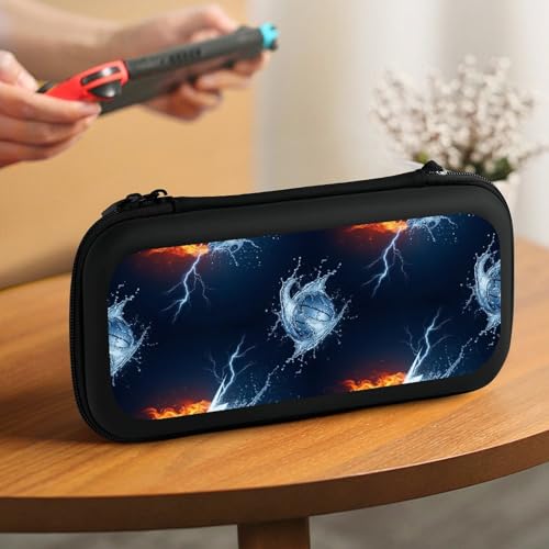 PPIKTC Carrying Case for Switch, Ice Water Fire Flame Basketball Protective Travel Storage Bag, Hard Shell Game Holder Organizer with 15 Game Cartridges - color: Design (338)