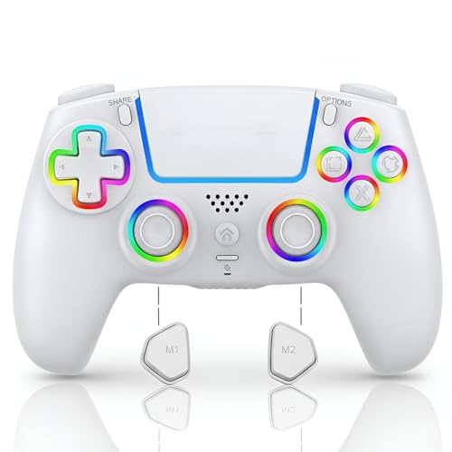 FLUY-E RGB Wireless Controller for PS5/PC – Compatible with PS5, PS5 Slim & PS5 Pro, Hall Effect Joysticks and Triggers, Dual Vibration, Six-Axis Sensor, Touch Panel, Turbo & Programmable Buttons, Ergonomic Design