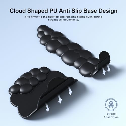 MOKURU Cloud Mouse Pad with Wrist Rest, Cloud Keyboard Wrist Rest, Mouse Pad Wrist Support, Ergonomic Keyboard Mouse Wrist Support (Black) - color: Black