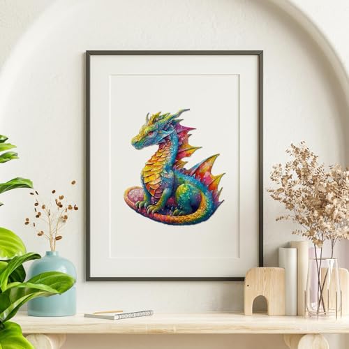 Jigfoxy Wooden Puzzles for Adults, Dragon Wood Puzzle for Adults, Unique Animal-Shaped Wooden Jigsaw Puzzle, Christmas Thanksgiving Gifts for Puzzle Lovers, Family and Friends (L-14 * 12in-280pcs) - size: Large