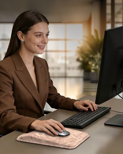 Ergonomic Mouse Pad with Wrist Rest, Mousepad with Wrist Support with Built-in Memory Foam and Ergonomic Slope Design Relieves Carpal Tunnel Syndrome Pain,Desk Computer Office Gaming Mouse Pads - color: Yellow