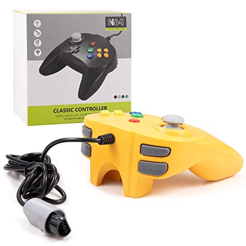 KIWITATA Retro N64 Mini Controller, Classic Wired N64 Game 64-bit Upgraded Joystick Controller for Video Game Console N64 System Yellow - color: yellow