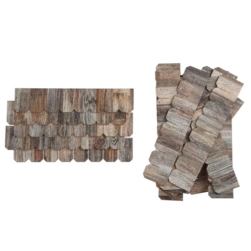 Dollhouse Wooden Roof Shingles, Set of 25 Strips, REDUCIO! (Rustic Timber) - color: Rustic Timber