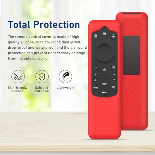 LEFXMOPHY Silicone Cover for Samsung TM2560E BN59-01480L Remote Protective Case Compatible with BN59-01432J BN59-01432A BN59-01432 2023 Smart TV Solar Panel Remote - Red - color: RED, size: 1-PACK
