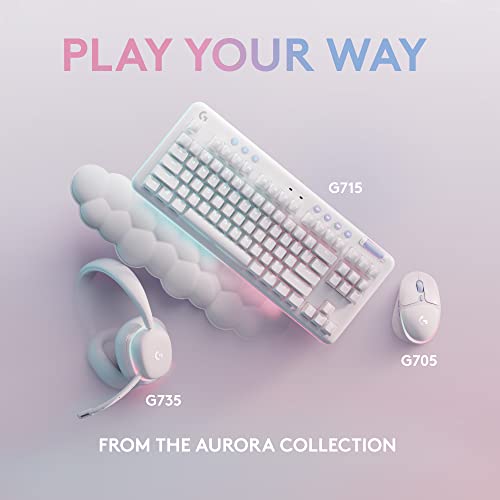 Logitech G715 Wireless Mechanical Gaming Keyboard with LIGHTSYNC RGB, Lightspeed, Tactile Switches (GX Brown), and Keyboard Palm Rest, PC/Mac Compatible - White Mist - size: Wireless, style: Tactile