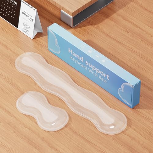 MOKURU Gel Keyboard and Mouse Wrist Rest Set, Comfort Ergonomic Wrist Support, for Wrist Pain Relief, Computer Keyboard Wrist Rest (Transparent) - color: Transparent