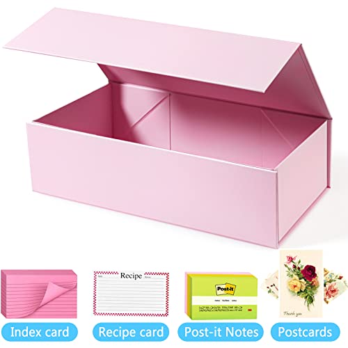 Harhana 3x5 Index Card Holder Pink Card File Box Organizer, Hold 1200 3x5-Inch Flash Cards- 1 Pack Pink - color: Pink