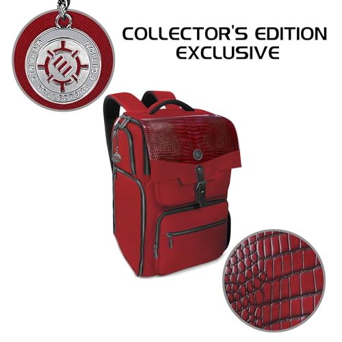ENHANCE Collector's Edition DnD Backpack - RPG DM Bag for Dungeons and Dragons - DnD Bag fits 6-8 Books, 18" Laptop/DM Screen Slot, Miniature Foam Trays, Accessory Pockets, Map Strap (Dragon Red) - color: Dragon Red