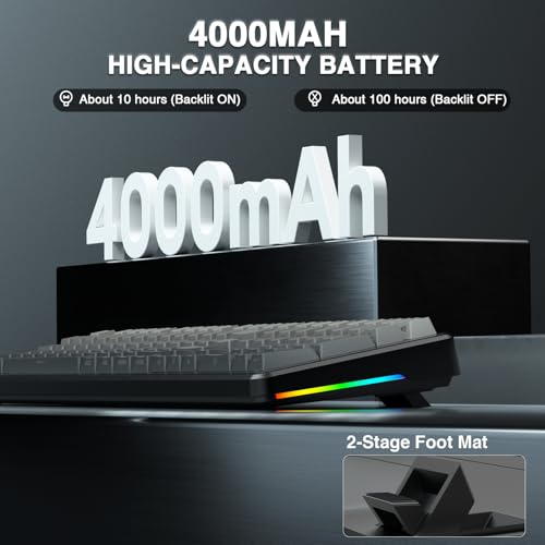 AULA F108 Wireless Mechanical Keyboard, Full Size Gaming Keyboard with Number Pad, Side Printed PBT Keycaps, Pre-lubed Switches, RGB Backlit, Hot Swappable Creamy Sounding Computer Keyboards, 108 keys - color: No Knob-Gradient Black