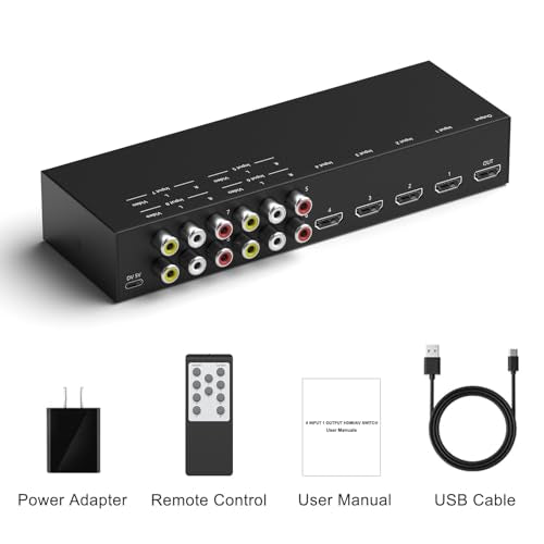 8-Input to 1-HDMI-Output Converter (Consisting of 4 AV Inputs and 4 HDMI Inputs) Switchbetween Quick Different Sources(8 in-1 Out) - style: 4HDMI+4AV to HDMI Converter
