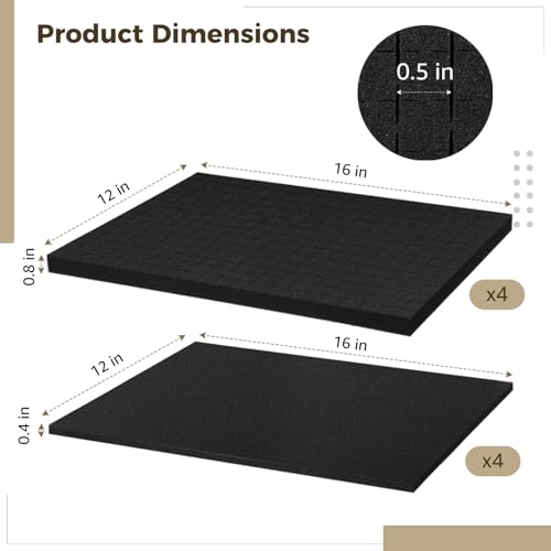 8 PCS Pick and Pluck Foam Inserts, Pre-Cut Cube Foam Sheets with Bases, Customizable Protective Foam for Cases, Toolboxes, Drawer Organizers, Cameras, Moving Transportation