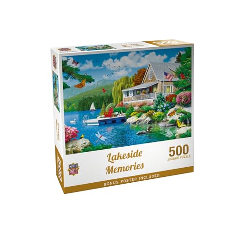 Masterpieces 500 Piece Jigsaw Puzzle for Adults and Families - Lakeside Memories - 19.25"x26.63" - size: 500 Piece