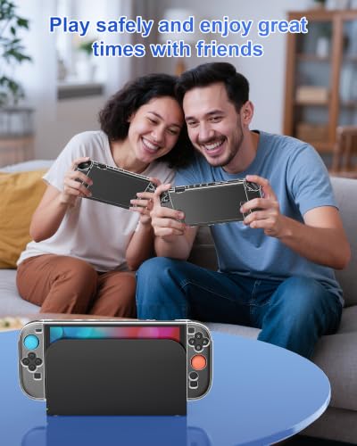 FYOUNG Switch 2 Protective Case,Cover Shell&Screen Protector for Nintendo 2 | Switch 2 Case Accessories with Thumb Grip, Slim PC Hard Cover, Scratch&Shock Protection, Split Design(Clear, 7.9inch) - color: Clear