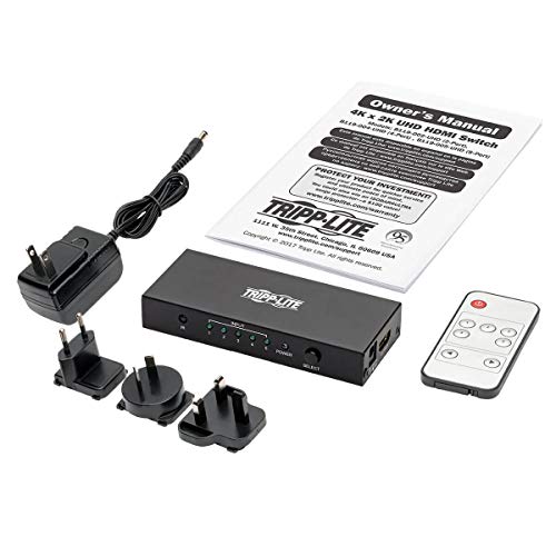 Eaton Tripp Lite 5-Port HDMI Switch with Remote, 5 in 1 Out, 4K@60Hz, Remote Control or Push Button, HDMI Splitter Adapter KVM Selector Box, Plug-and-Play, 3-Year Warranty (B119-005-UHD)