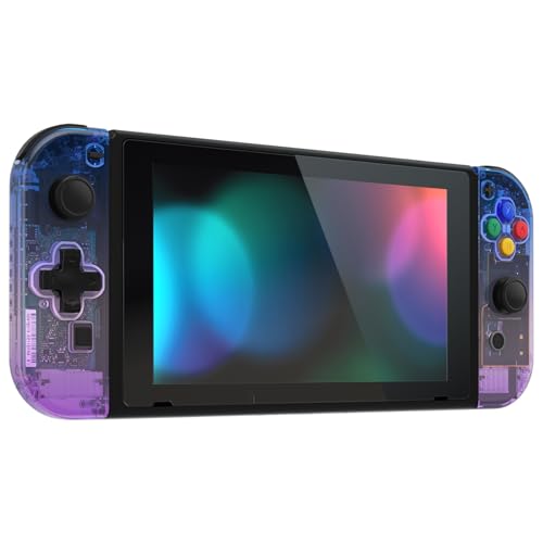 eXtremeRate Gradient Translucent Bluebell Joycon Handheld Controller Housing (D-Pad Version) w/Full Buttons, Replacement Shell Case for Nintendo Switch & OLED Joy-Con – Console Without - color: Gradient Translucent Bluebell