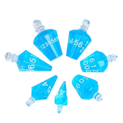 7PCS Potion DND Dice Set,Transparent Sharp Edge Die Set D&D RPG Polyhedral Die,for Dungeons & Dragons, Pathfinder, and TTRPG Roleplaying Games (Blue) - color: Blue