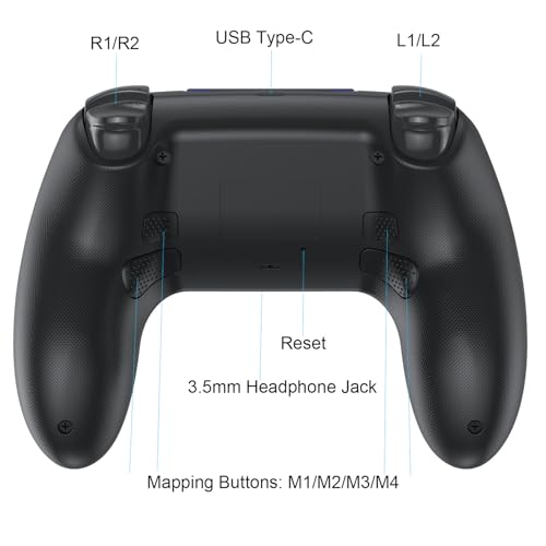 Wireless Game Controller for PlayStation 4 Bluetooth Replacement Gamepad for PS-4 Slim/Pro & Windows PC Rechargeable Portable Double Vibration Joystick Remote Joypad with 1000mAh Battery,Turbo,Mapping
