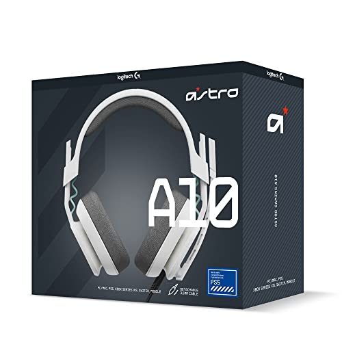 Logitech G Astro A10 Gen 2 Wired Gaming Headset - White/PS Edition | 3.5mm Headphone Jack, 32mm Drivers, Flip-to-Mute Mic, Over-Ear Cup Design - color: White/PS Edition
