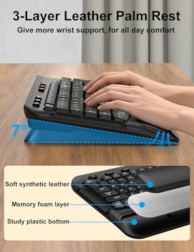 Wireless Keyboard and Mouse Combo, EDJO 2.4G Full-Sized Ergonomic Computer Keyboard with Wrist Rest and 3 Level DPI Adjustable Wireless Mouse for Windows, Mac OS Desktop/Laptop/PC, Carbon Black - color: Carbon Black