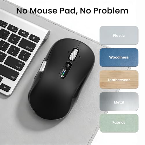 Wireless Bluetooth Multi-Device mouse with 7 Programmable Buttons(Mac/Windows), 4-way Navigation Scroll, 5 level DPI, Side Scroll, Quiet Click Mice for Computer, Laptop, PC, iPad, Tablet, MacBook.