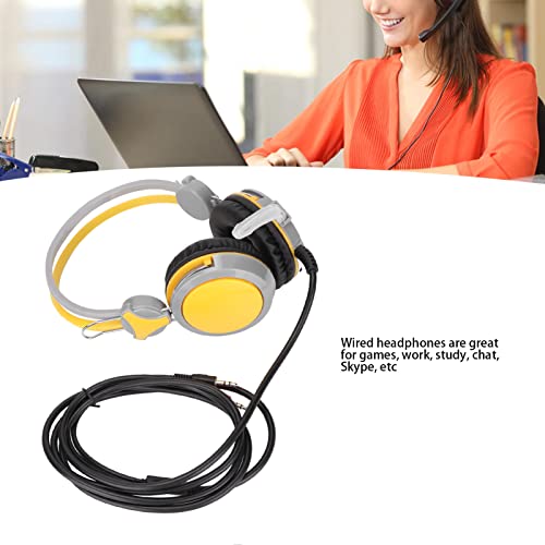 Gaming Headset with Noise Cancelling Features Ergonomic Wired Game Headphone for PC and Skype 40mm Drivers (Yellow) - color: Yellow