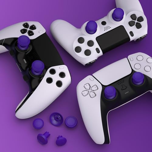 eXtremeRate ThumbsGear V3 Interchangeable Ergonomic Thumbsticks for PS5 Controller, Replacement Analog Thumb Sticks for PS4 Controller - 4 Height Adjustable Convex & Concave Grip Joysticks - Purple - color: Purple