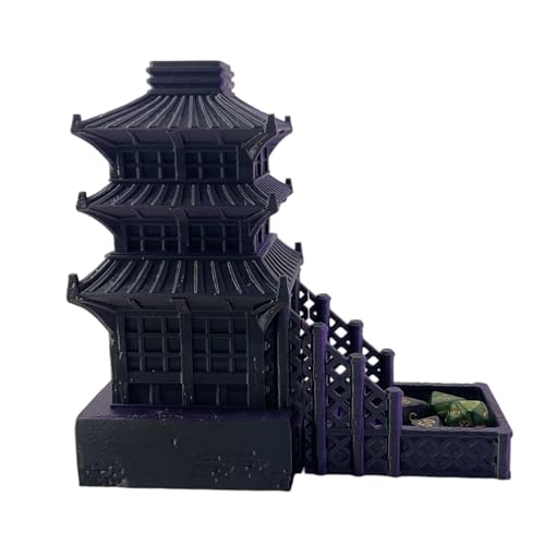 Temple Dice Dice Tower Dungeons and Dragons RPG Tabletop Roleplaying Game Jail DND (Random 7PCS D20 Dice Set Included) (Purple) - color: Color a