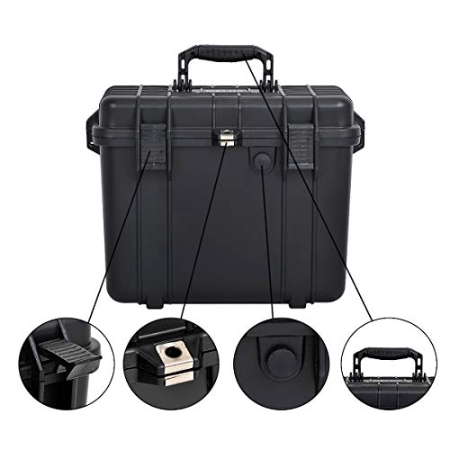 MEIJIA All Weather Waterproof Hard Camera Case With Customized Fit Foam Included, Elegant Black,Fit for Drones,camera,lens,16.26x8.66x13.39inches - size: 16.26"x8.66"x13.39"