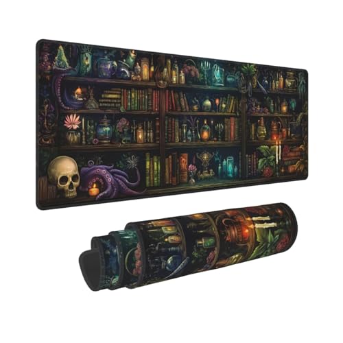 Library Mysterious Mouse Pad XL Large Mousepad Non Slip Rubber Base Desk Mat for Laptop Computer Gaming 31.5" X 12" - color: Mysterious Library