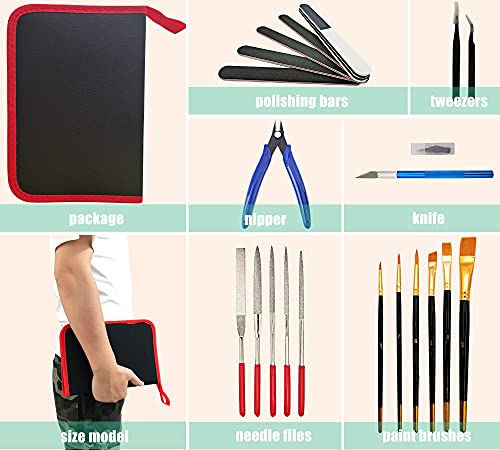 20PCS Gundam Model Tool Kit Hobby Building Tools for Hobby Repairing | Nippers Tweezers,Needle Files,Polishing Bars,Airplane Model Building Repairing and Fixing,Gundam Basic Model Assembling