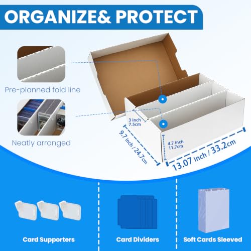 3-pack Toploader Trading Card Storage Box, 3 Row 2400 Count Bulk Card Box,Cardboard Storage Boxes for Basketball/MTG/TCG/Sports/Game Cards Organizer and Collection - style: 3pack