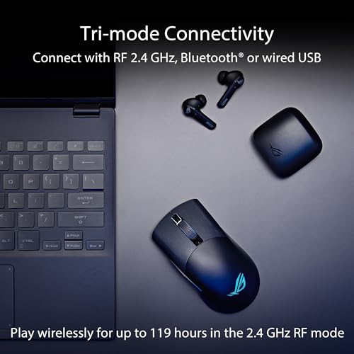 ASUS ROG Keris Wireless Aimpoint Gaming Mouse – Right-Handed Ergonomic, 75g, Tri-Mode Connectivity, 42K DPI, up to 119Hr Battery, PC/Mac Support - Black - color: Black, style: Keris