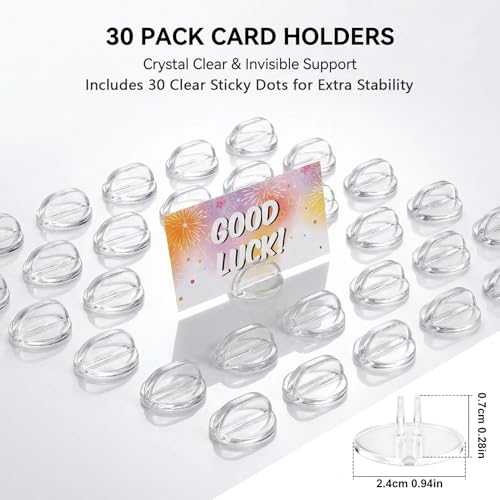 MAQIHAN Card Stands for Display - 30 Pack Translucent Place Card Holders Card Stands Acrylic Plastic Game Card Holders for Parties, Conferences, Weddings, Table Number Stand