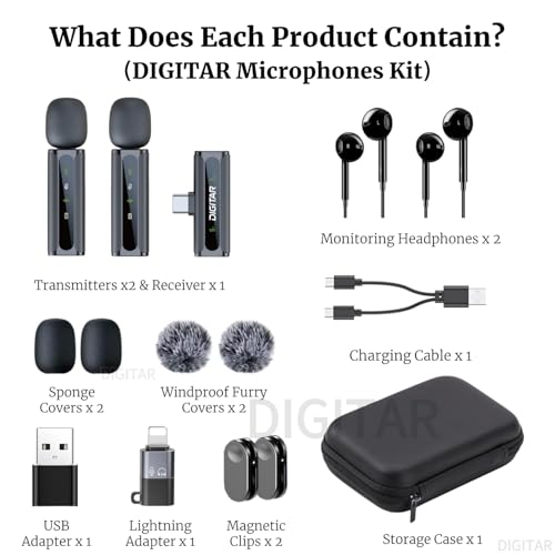Wireless Lavalier Microphone for PC/iPhone/Android/iPad, Clip-on Mics for Audio Video Recording, Bluetooth USB Lavalier Lapel Microphones for YouTube TikTok Vlogging Singing Content Creator