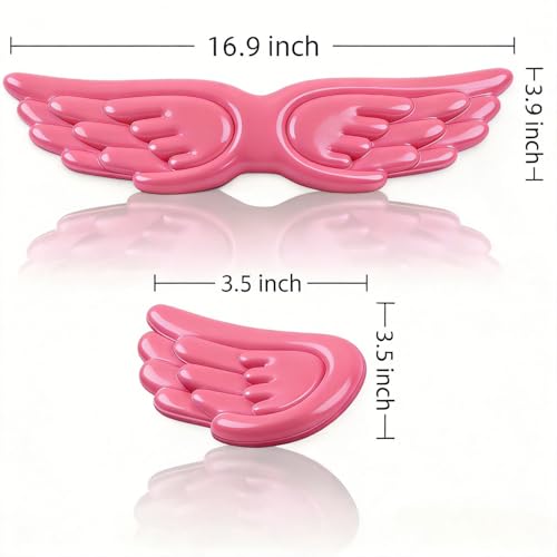 Angel Wing Wrist Rest Ergonomic Memory Foam Wrist Rest for Computer Keyboard Mouse Set with Cup Mat, Cute Gaming Keyboard Cushion Hand Support PU Leather Surface Anti-Slip Waterproof (Rose Red) - color: Rose Red