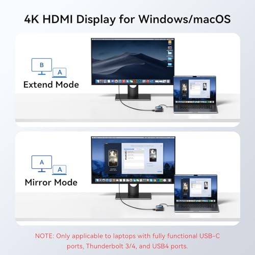 USB C Hub HDMI Adapter for MacBook Pro/Air, MOKiN 7 in 1 USB C Dongle with HDMI - color: brown