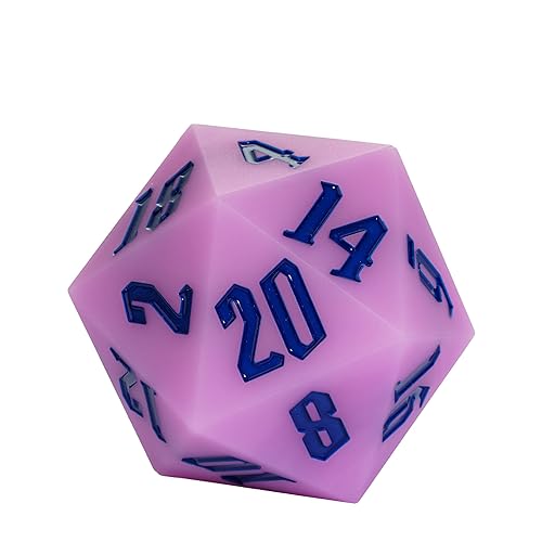 55mm Silicone D20 DND Dice, Large D20 Single 20 Sided Dice | Glow-in-the-Dark D20 Giant Dice with Gift Box for Dungeons and Dragons RPG Bar Pub Club Party Games (Purple/Blue) - color: Purple/Blue