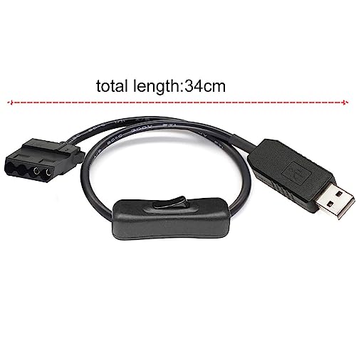 Gebildet Full Speed 12V Voltage Step-Up USB to 4-Pin PC Fan Sleeved Switch Power Adapter Cable(Pack of 2) - style: USB to Molex 4 Pin 5V/12V
