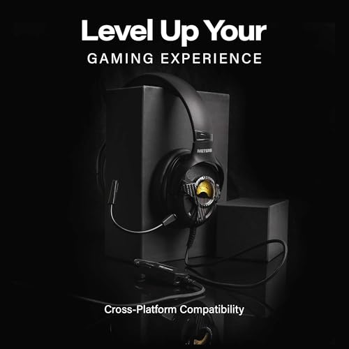 Meters Level-Up Gaming Headsets with RGB VU Virtual 7.1 Surround Sound, 50mm Drivers & Detachable Mic - USB Gaming Headphones Compatible with PC, Laptop & PS4 - Zero Latency (Carbon)