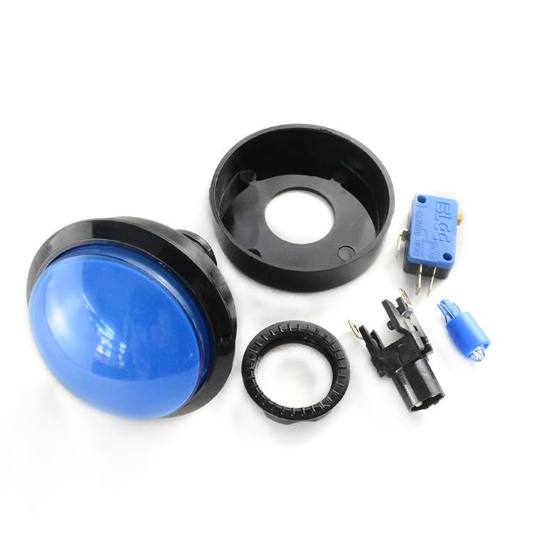 5X New 60mm Dome Shaped LED Illuminated Push Buttons for Arcade Coin Buttons Machine Operated Games DC 12V (Blue) - color: Blue