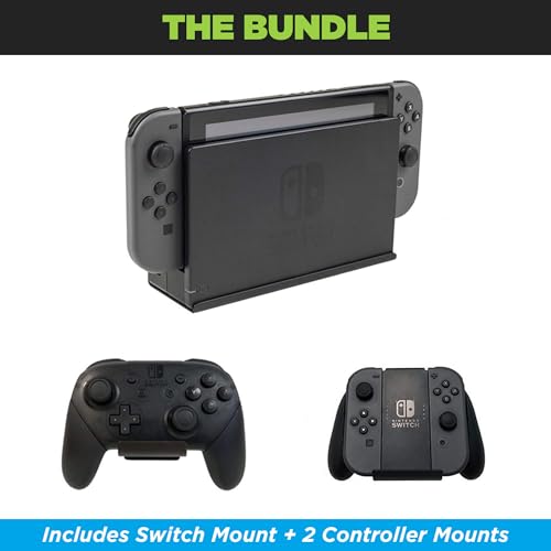 HIDEit Switch Mount - Wall Mount for Nintendo Switch and (2) Controller Mounts - Made in USA - size: Bundle: Mount + (2) Uni-C