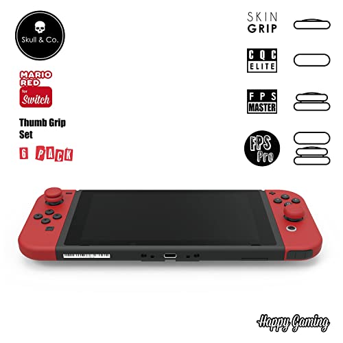 Skull & Co. Skin, CQC and FPS Thumb Grip Set Joystick Cap Analog Stick Cap for Nintendo Switch Joy-Con Controller - Dark Red, 3 Pairs(6pcs)