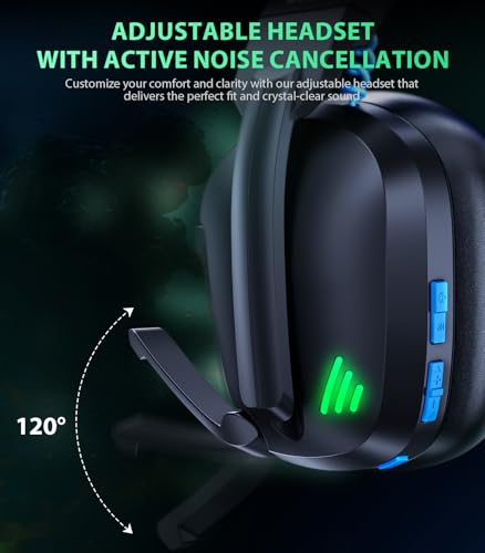 Vakedy Wireless Gaming Headset for PS5, PS4 & PC, 20ms Ultra-Low Latency, 2.4GHz USB & BT 5.4, Noise Canceling Mic, 50H Battery, Compatible with Switch, Mac & Mobile, Ideal for Fortnite & Call of Duty - color: Onyx Blue