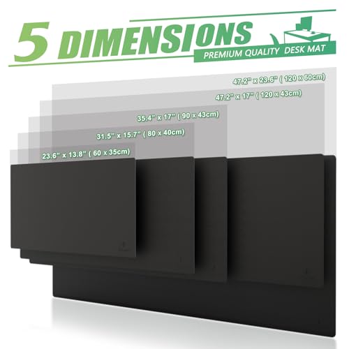 K KNODEL Large Office Leather Desk Mat, Mouse and Keyboard Pad, Computer and Laptop Mat, Desktop Protector and Cover, Writing Pad and Blotter (47.2"x23.6", Black) - color: Black, size: 47.2" x 23.6"