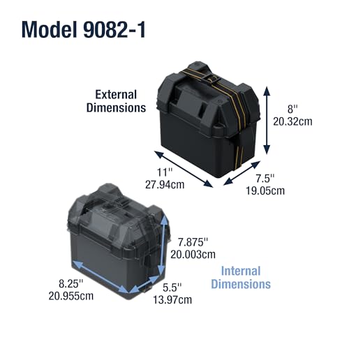 Attwood 9082-1 Small Battery Box with Mounting Kit and Strap, Fits U1 Batteries, Black - size: Series 16 and U1 Batteries, style: Powerguard U1 - Vented