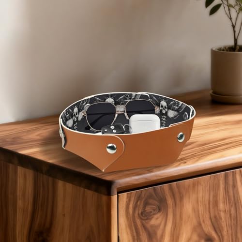 2Pcs PU Dice Holder Folding for RPG DND Table Games, Dice Trays Storage Box Portable Folding Rolling Dice Tray, Moth Skull Grey - color: Multi 9