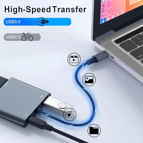 USB C to Dual HDMI Adapter, 4K@60Hz HDMI Splitter for Dual Monitors with USB 3.0, 100W PD Charging, HDMI Splitter Extended Display for MacBook Air/Pro, Dell XPS, HP, Surface, Chromebook - size: 4 IN 1 USB C Hub