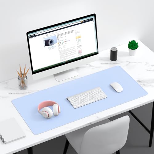 Dapesuom Large Gaming Mouse Pad, Extended Mouse Mat with Stitched Edges, Full Size Keyboard Pad with Non-Slip Base, Big XXL Computer Desk Mats for Gamer, Laptop, Office, 35.5 x 15.7 in, Sky Blue - color: Sky Blue, size: 35.5L x 15.7W inches
