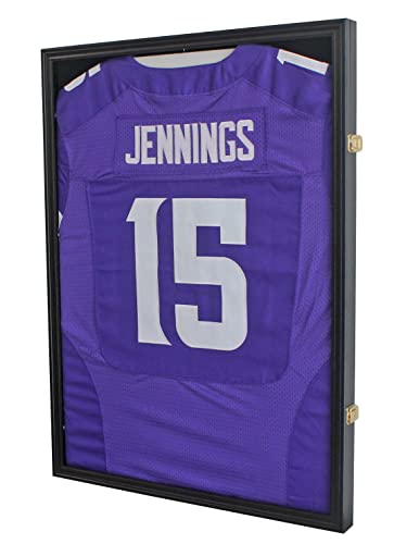 Pro Collector's Jersey Display Case Frame Shadow Box with 98% UV Protection for Baseball Basketball Football Soccer Hockey Sport Memorabilia T-Shirt and Uniform (Black Finish)